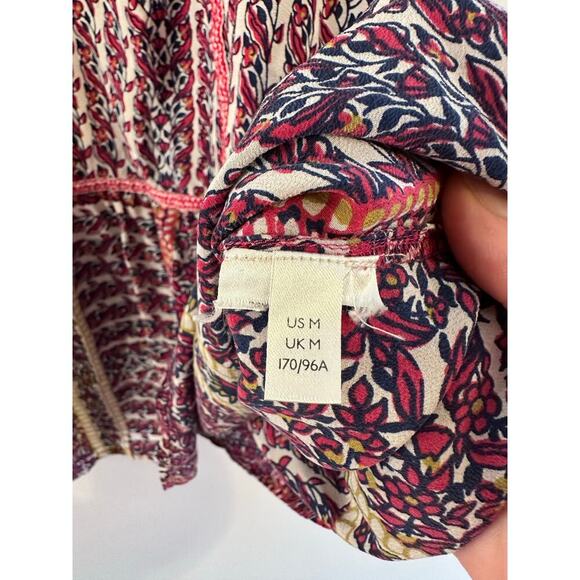 Anthropologie Maeve 100% Silk Tiered V-Neck Cottagecore Boho Floral Tunic Medium - Picture 8 of 8